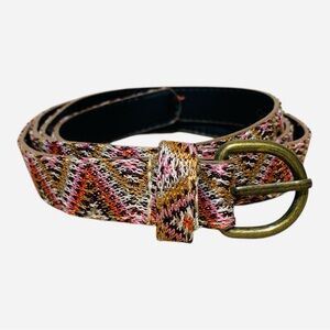 Women’s Vintage 1970’s Woven Belt with Brass Buckle Sz 40”-42”